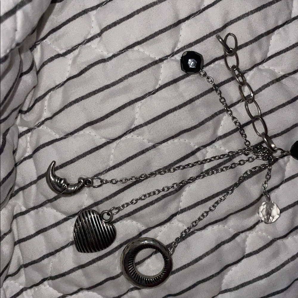 Silver Charm Bracelet with Heart and Moon